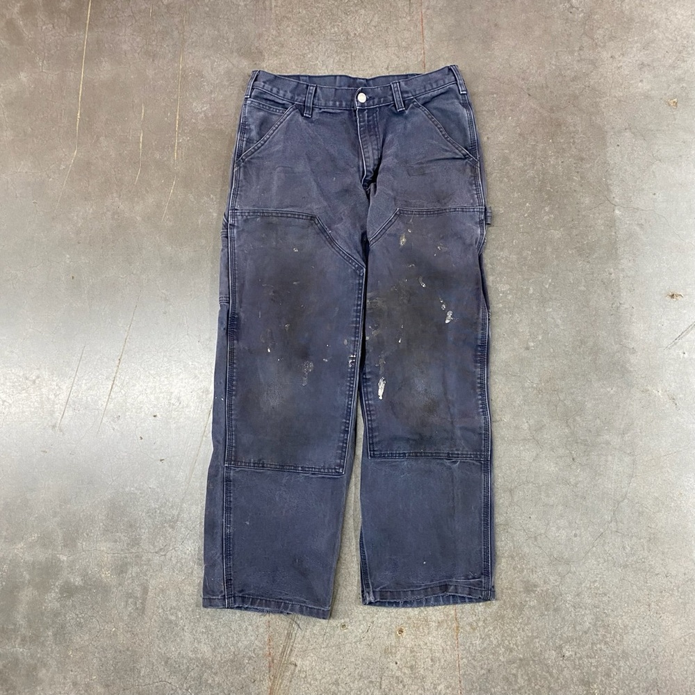 Dakota Carpenter Work Pants Navy‎ Blue Double Knee Utility Mens 32x30